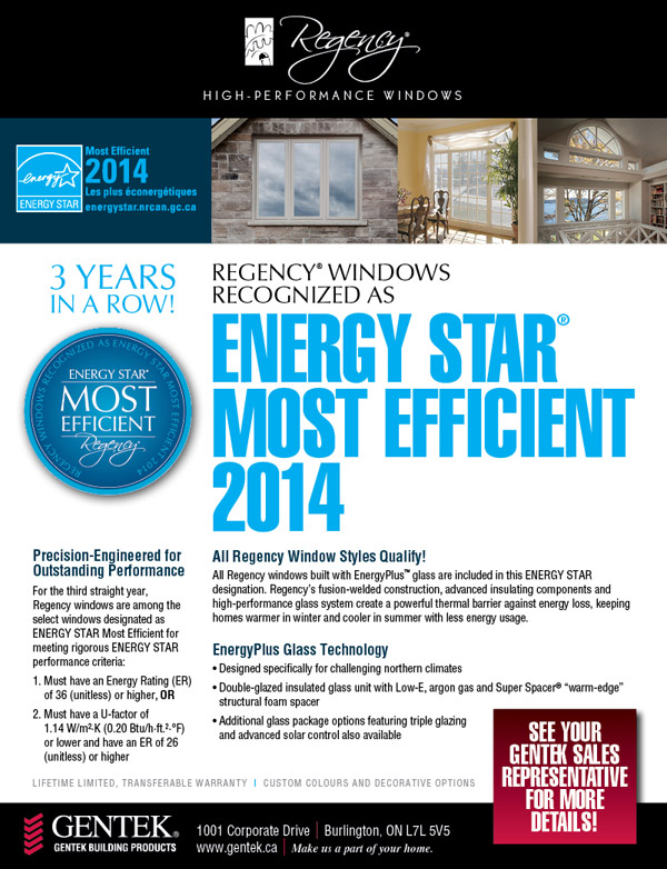 Gentek Regency Window - Most Efficient 2014